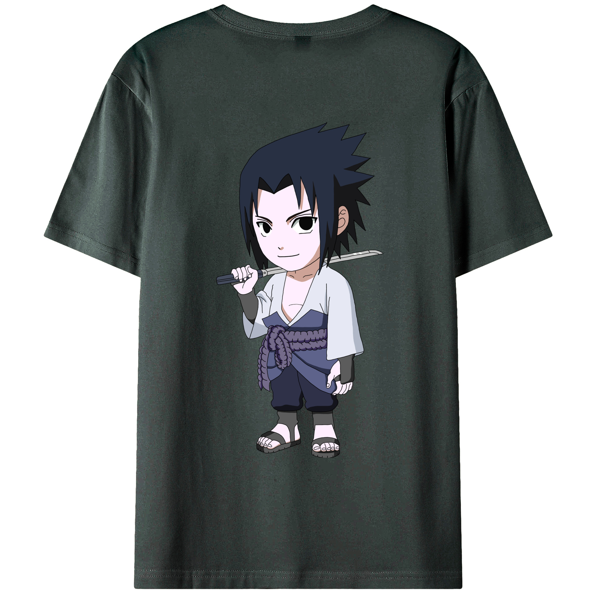 （画像用） NARUTO -ナルト- うちは サスケ Uchiha Sasuke 綿100％ メンズ半袖Tシャツ（バックプリント） 通気性